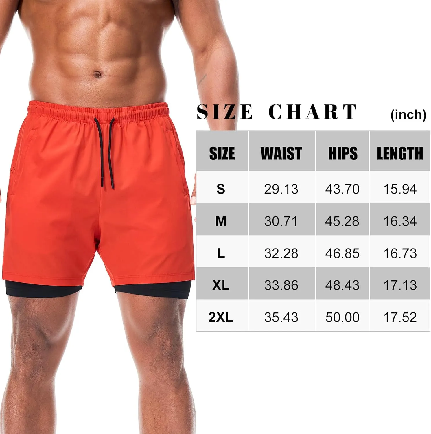 Suwangi Men's Athletic Running Shorts 2 in 1 Quick Dry Workout Athletic Shorts Gym Running Shorts for Men with Phone Pockets