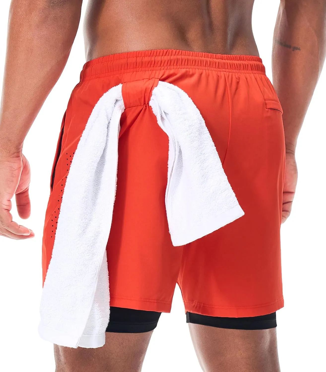 Suwangi Men's Athletic Running Shorts 2 in 1 Quick Dry Workout Athletic Shorts Gym Running Shorts for Men with Phone Pockets