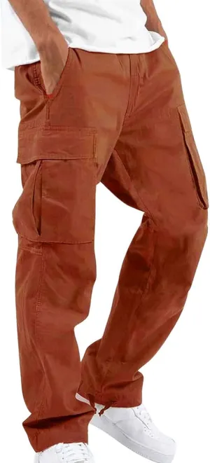 Sweatpants for Men Baggy Open Bottom Drawstring Cargo Joggers Casual Plus Size Loose Lighteight Hiking Pants with Pockets