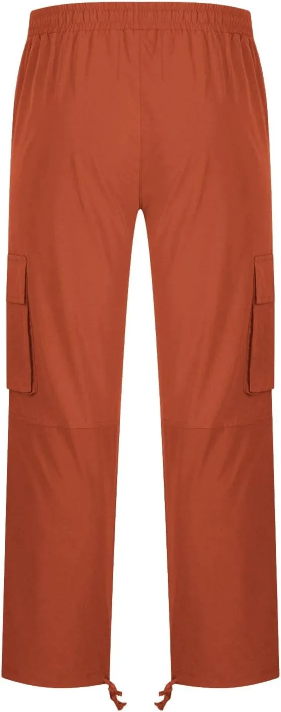 Sweatpants for Men Baggy Open Bottom Drawstring Cargo Joggers Casual Plus Size Loose Lighteight Hiking Pants with Pockets