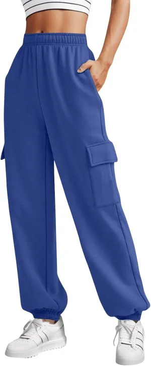 Sweatpants for Women, Womens Fleece Cargo Sweatpants Casual Baggy Wide Leg Jogger Pants Athletic Bottom Yoga Gym Pants