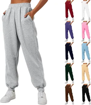 Sweatpants for Women, Womens Fleece Cargo Sweatpants Casual Baggy Wide Leg Jogger Pants Athletic Bottom Yoga Gym Pants