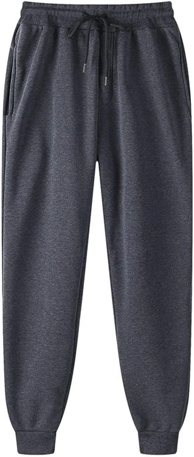 symoid Mens Sweatpants Elastic Open Bottom Athletic Drawstring Joggers Big and Tall Straight Leg Gym Pants with Pockets