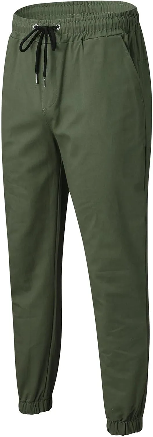 Tactical Pants for Men Stretch Waist Big and Tall Baggy Sweatpants Casual Plus Size Workout Athletic Chino Pants with Pockets