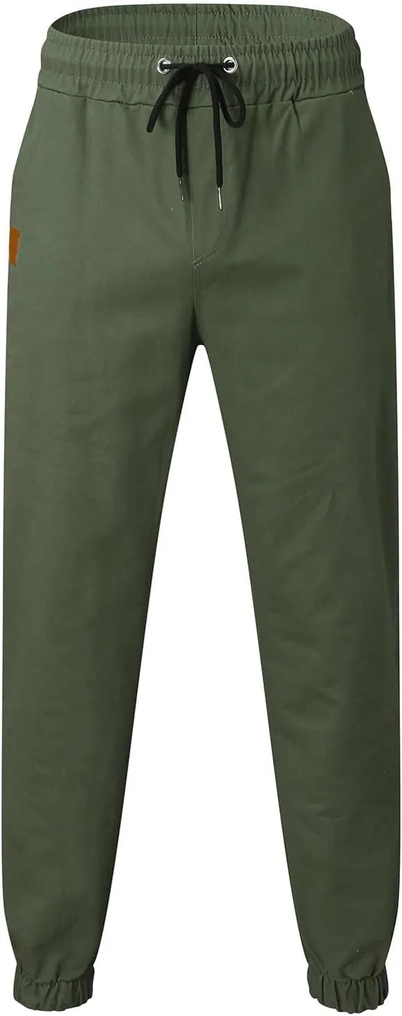 Tactical Pants for Men Stretch Waist Big and Tall Baggy Sweatpants Casual Plus Size Workout Athletic Chino Pants with Pockets