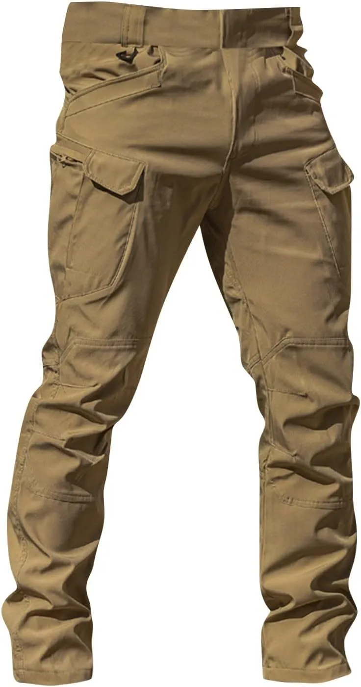 Tactical Pants for Men Waterproof Straight Leg Lightweight Work Pants Breathable Baggy Cargo Pants with Pockets