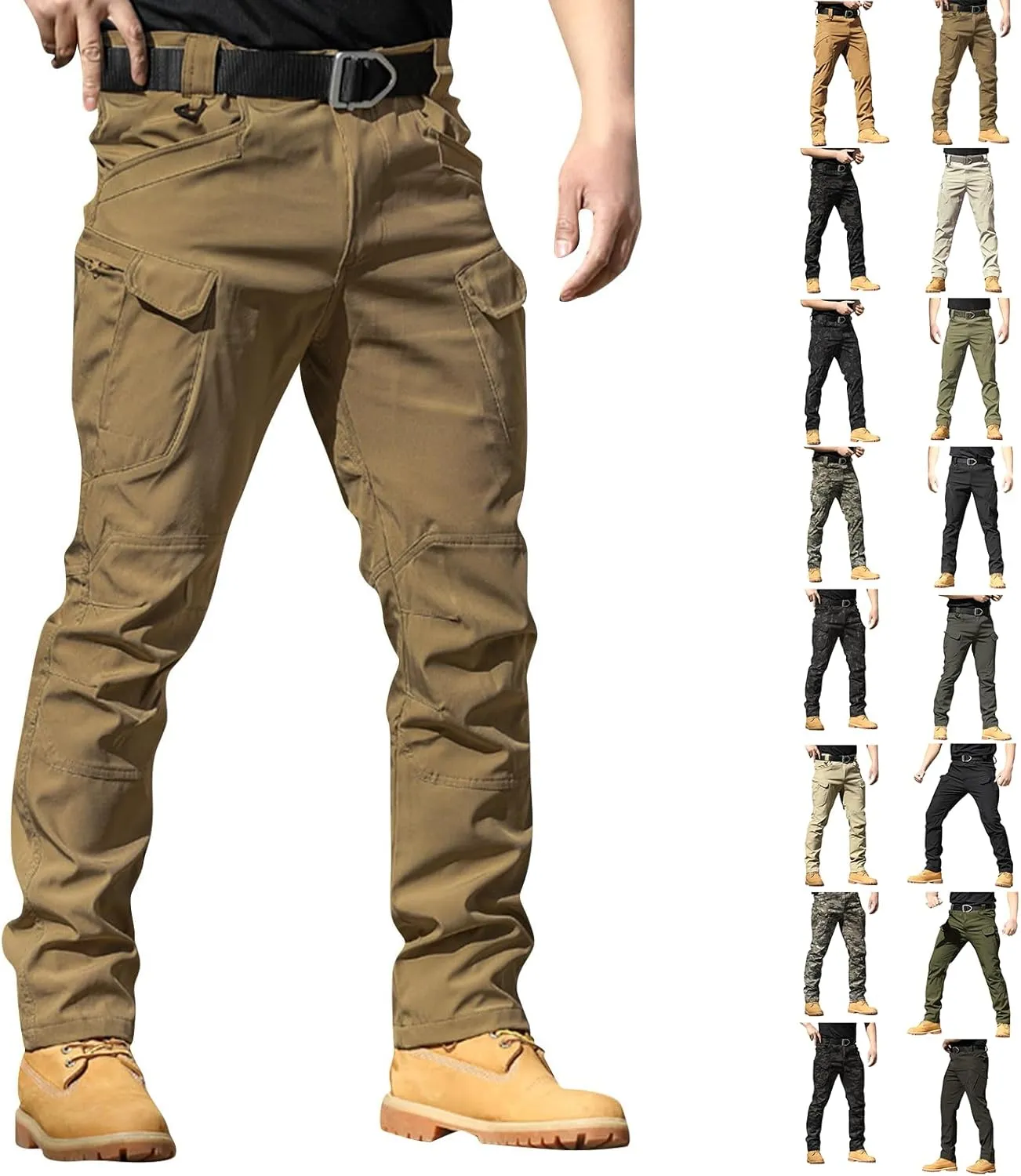 Tactical Pants for Men Waterproof Straight Leg Lightweight Work Pants Breathable Baggy Cargo Pants with Pockets
