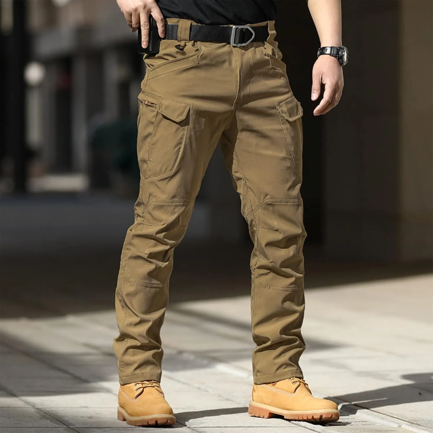 Tactical Pants for Men Waterproof Straight Leg Lightweight Work Pants Breathable Baggy Cargo Pants with Pockets
