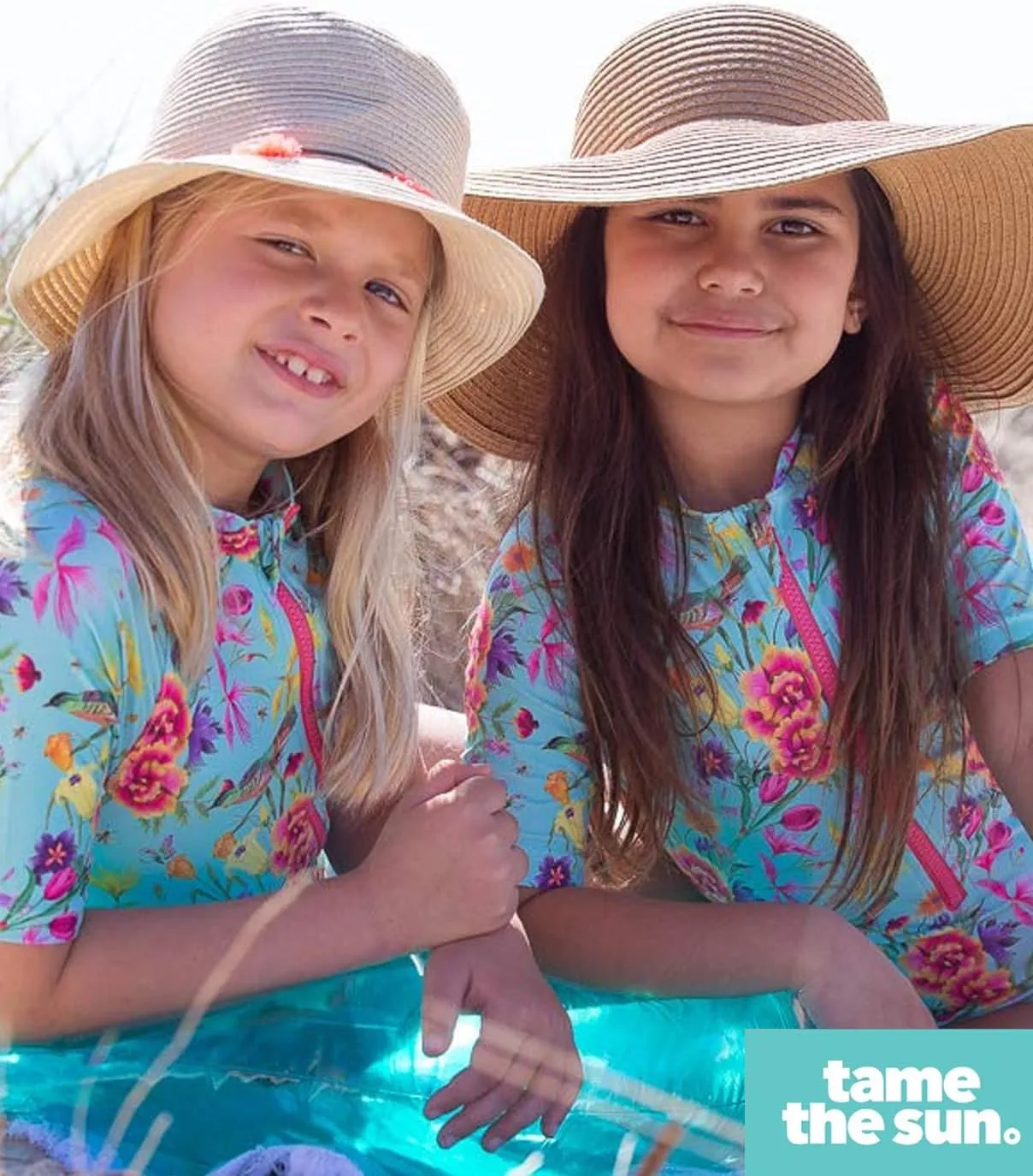 Tame the Sun Long Sleeve Girls' Swimsuit - Rash Guard with Frills, UPF 50  Zipper Swimwear - Bathing Suit for Ages 3-12