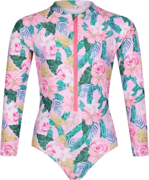 Tame the Sun Long Sleeve Girls' Swimsuit - Rash Guard with Frills, UPF 50  Zipper Swimwear - Bathing Suit for Ages 3-12
