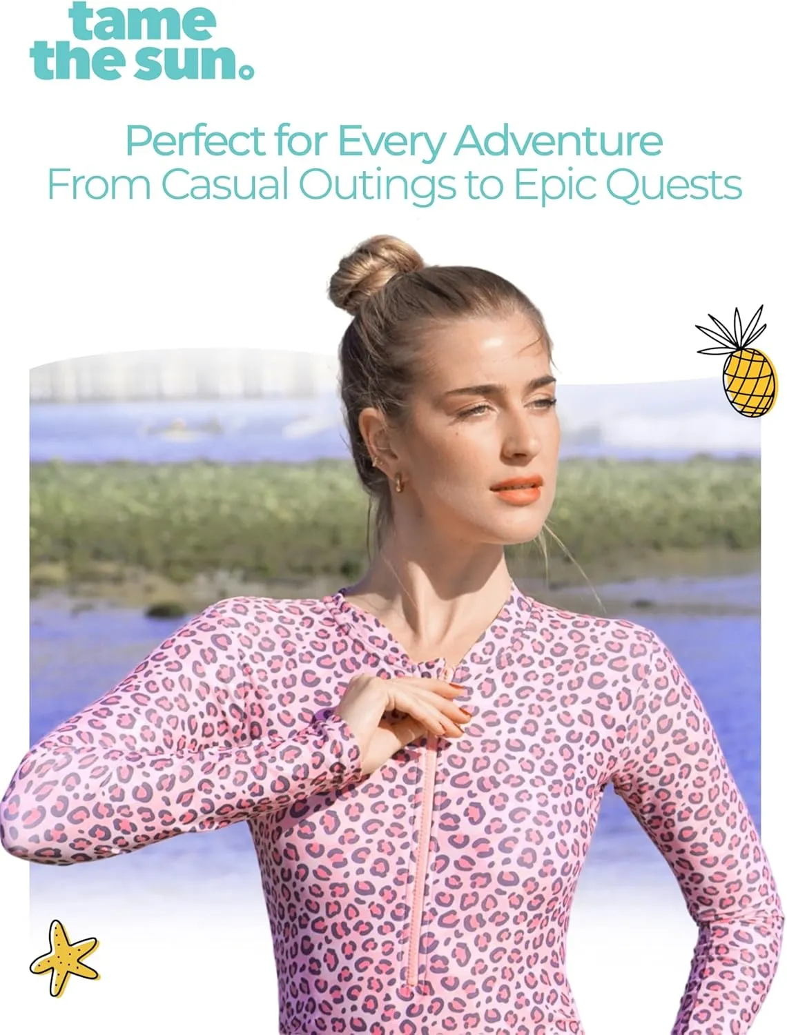 Tame the Sun Long Sleeve Swimsuits for Women - One Piece Tummy Control, UPF 50  Bathing Suit - Rash Guard, Zipper Swimwear