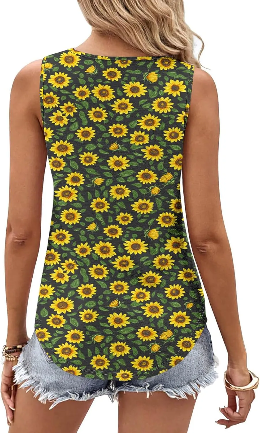 Tank Top for Women Summer Sleeveless Crew Neck Outfits Fashion Floral Print Beach Vacation Tops Trendy Dressy Shirt