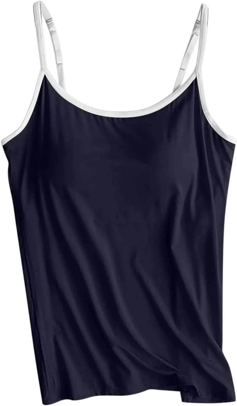Tank Top with Built in Bra for Women Sleeveless Seamless Workout Tops Athletic Camisole Tank Tops Yoga Gym Clothes