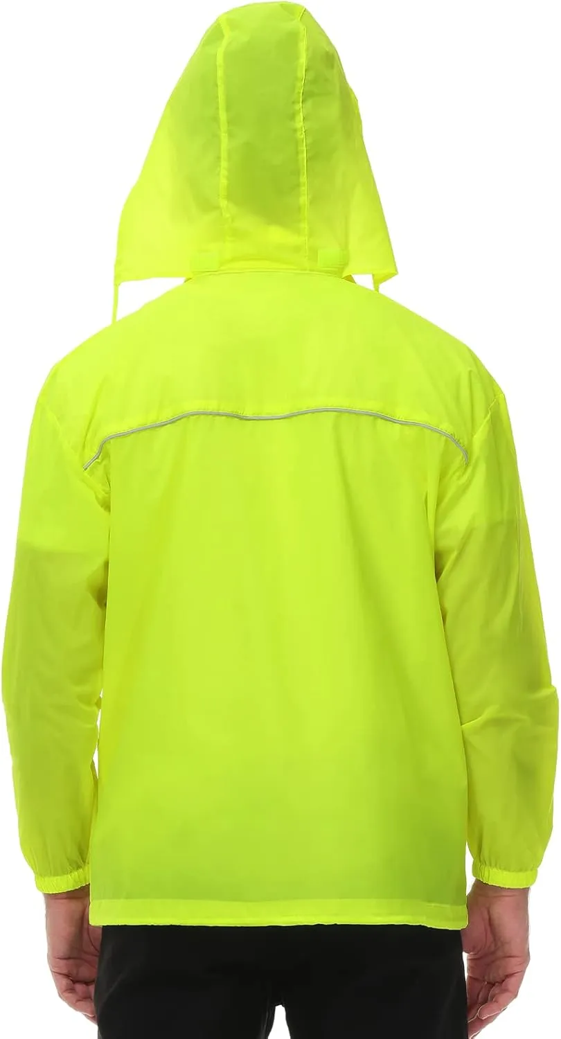 TIHEEN Men's Rain Jacket Cycling Running Jackets Waterproof Raincoat with Hood Windbreaker Hiking Jacket Rain Coat