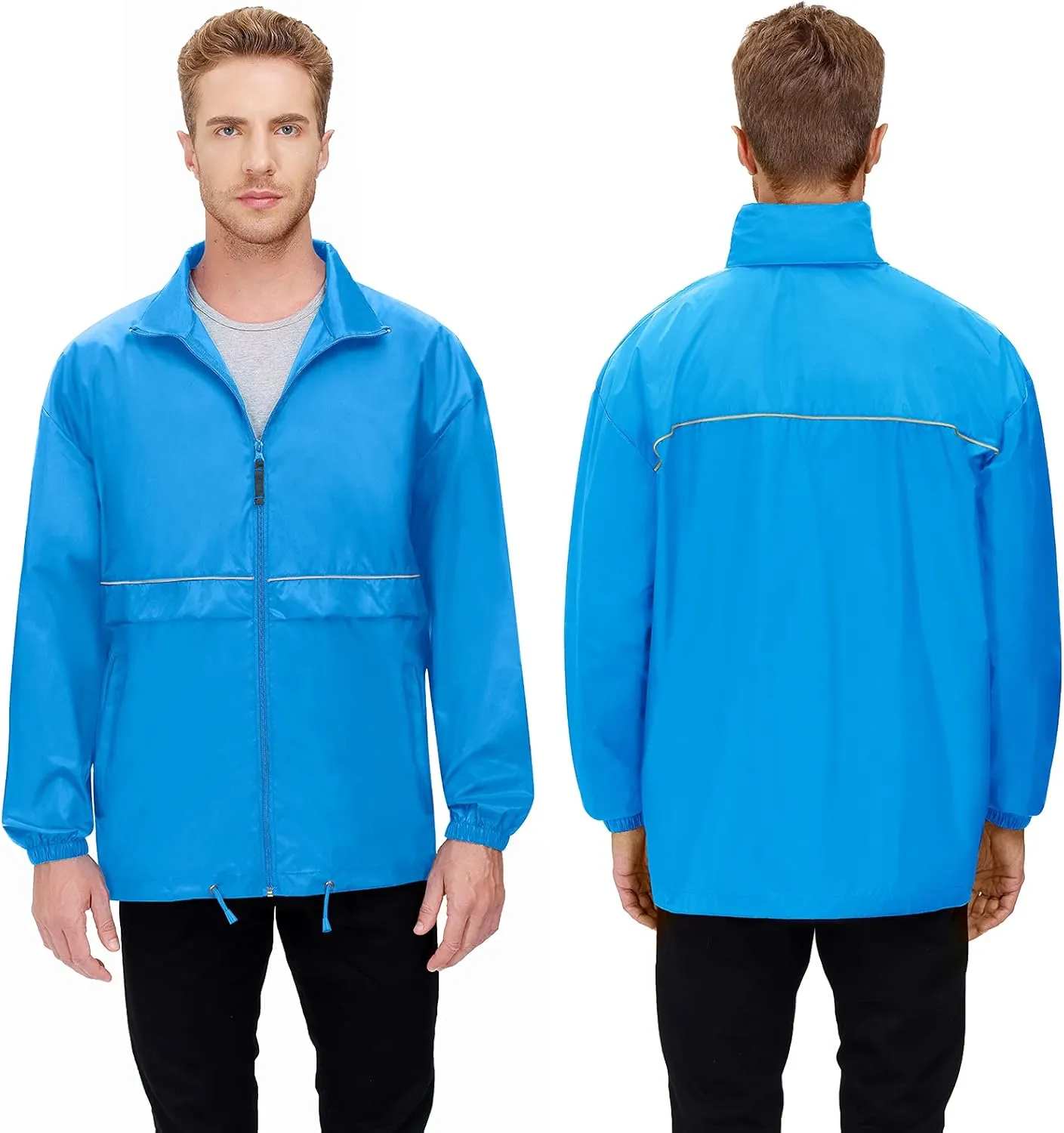 TIHEEN Men's Rain Jacket Cycling Running Jackets Waterproof Raincoat with Hood Windbreaker Hiking Jacket Rain Coat