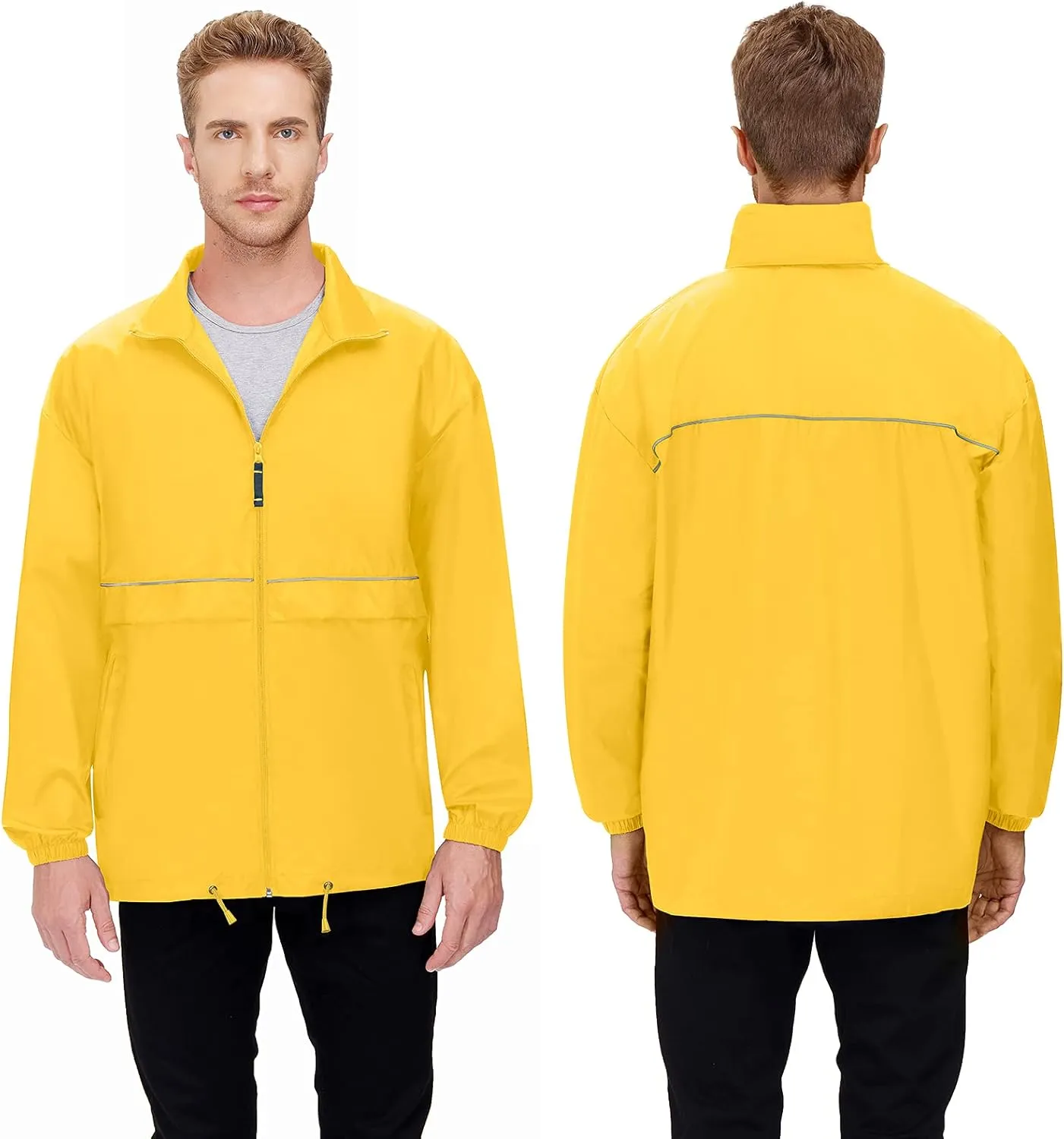 TIHEEN Men's Rain Jacket Cycling Running Jackets Waterproof Raincoat with Hood Windbreaker Hiking Jacket Rain Coat