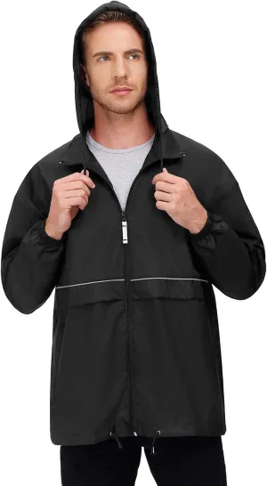 TIHEEN Men's Rain Jacket Cycling Running Jackets Waterproof Raincoat with Hood Windbreaker Hiking Jacket Rain Coat