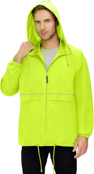 TIHEEN Men's Rain Jacket Cycling Running Jackets Waterproof Raincoat with Hood Windbreaker Hiking Jacket Rain Coat