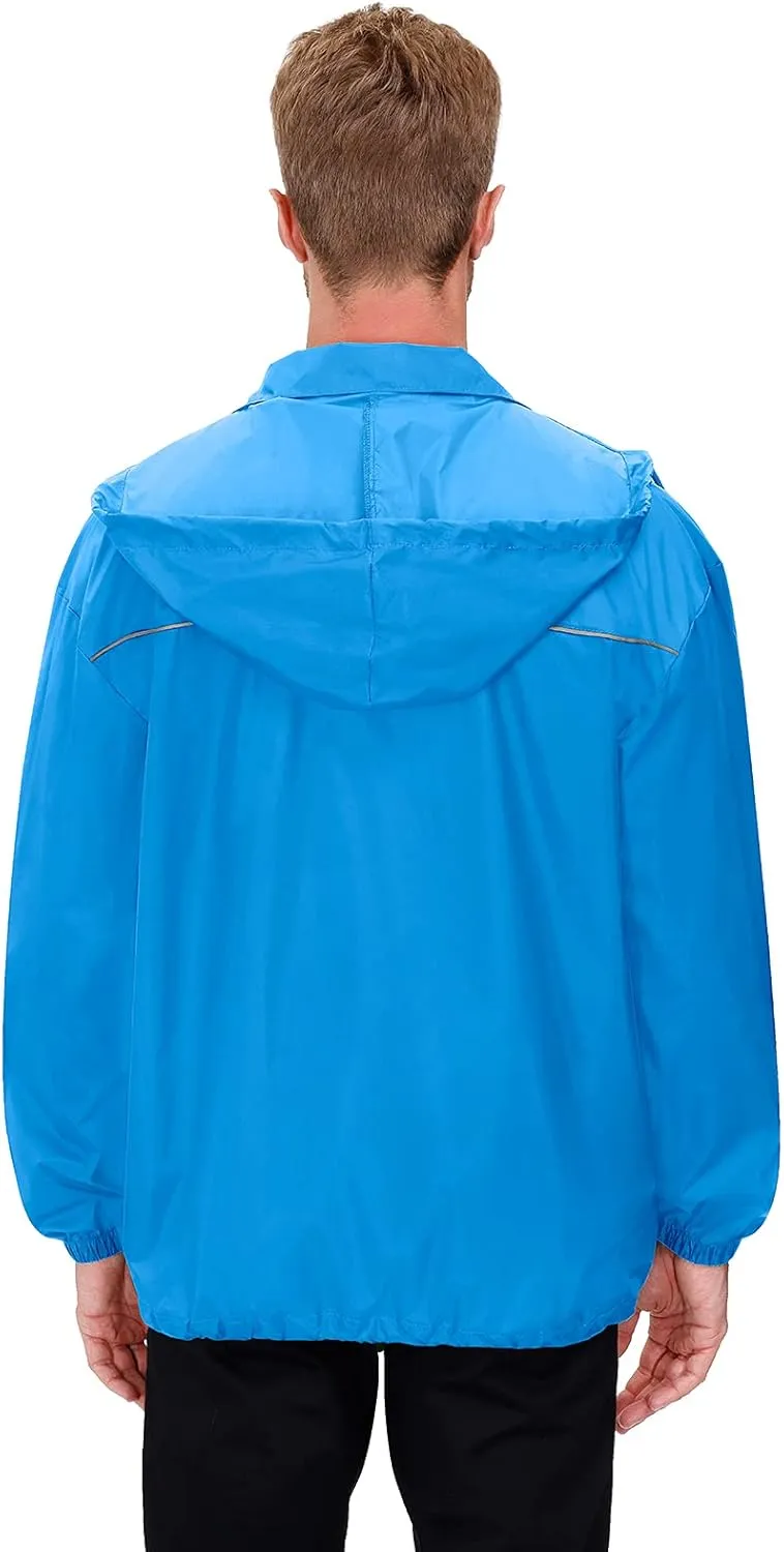 TIHEEN Men's Rain Jacket Cycling Running Jackets Waterproof Raincoat with Hood Windbreaker Hiking Jacket Rain Coat