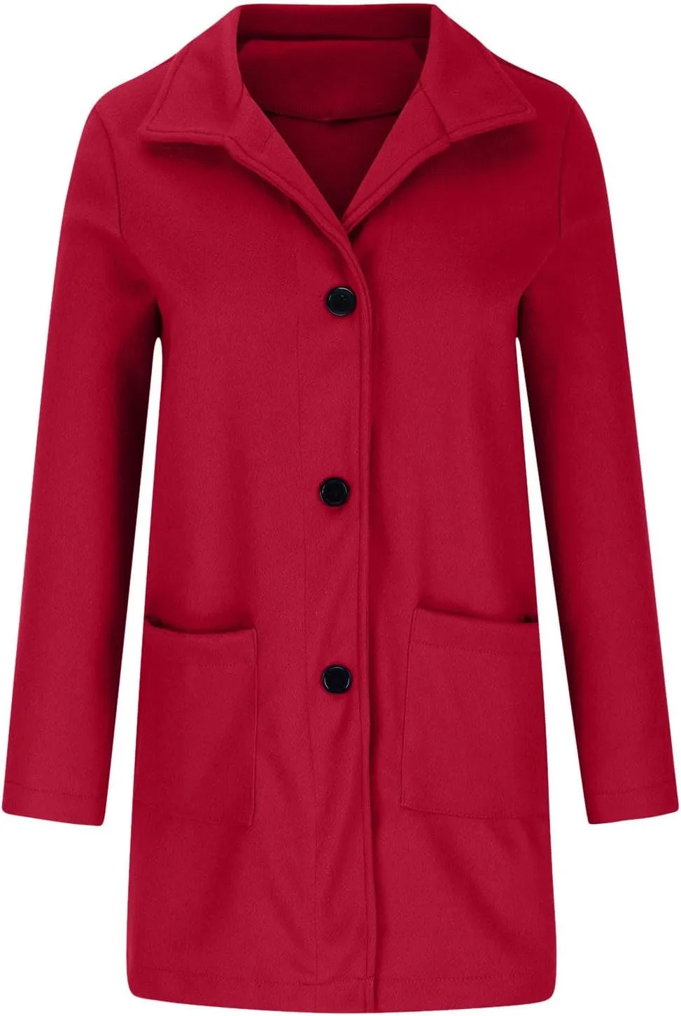 Trench Coat for Women Wool Blend Casual Coat Single Breasted Stand Collar Slim Fit Dressy Jackets with Pockets