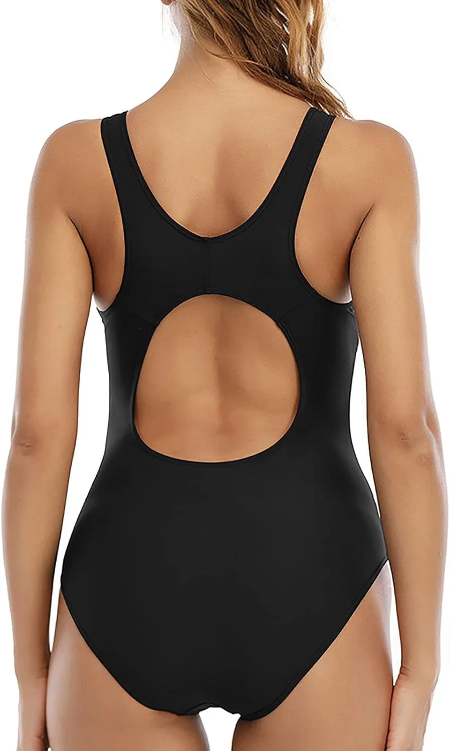 Tummy Control Swimsuits for Women Sports One Piece Swimsuit Conservative Color Matching Sexy Backless Swimsuit