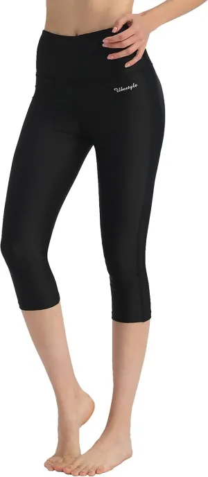 Ubestyle UPF 50  High Waist Swim Leggings for Women Swim Capris Swim Pant Swim Tights Beach Pants Sun Protective