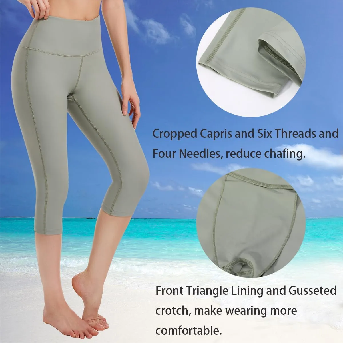 Ubestyle UPF 50  High Waist Swim Leggings for Women Swim Capris Swim Pant Swim Tights Beach Pants Sun Protective