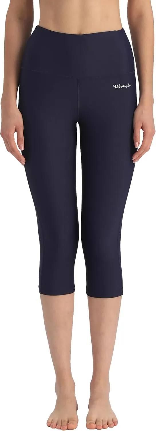 Ubestyle UPF 50  High Waist Swim Leggings for Women Swim Capris Swim Pant Swim Tights Beach Pants Sun Protective