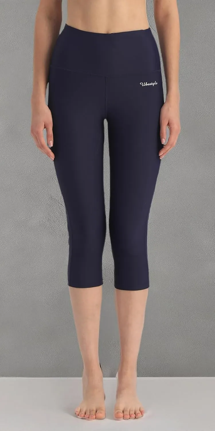 Ubestyle UPF 50  High Waist Swim Leggings for Women Swim Capris Swim Pant Swim Tights Beach Pants Sun Protective