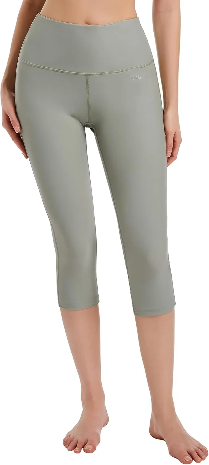 Ubestyle UPF 50  High Waist Swim Leggings for Women Swim Capris Swim Pant Swim Tights Beach Pants Sun Protective