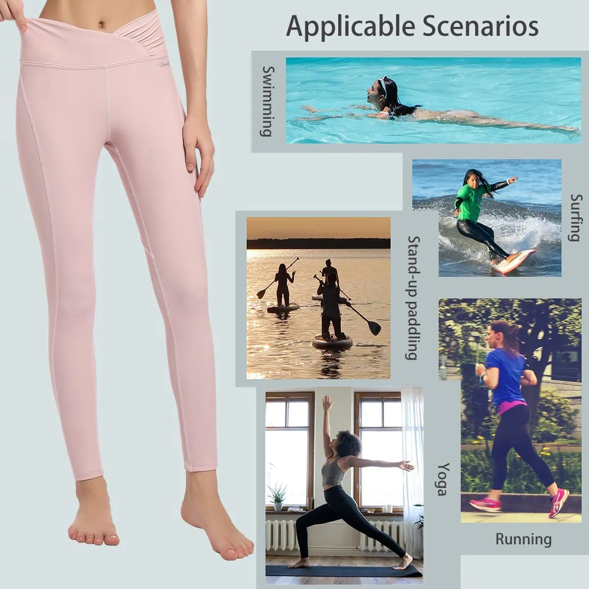 Ubestyle UPF 50  High Waist Women's Long Swim Pants Swim Leggings Swimming Tights Sun Protective