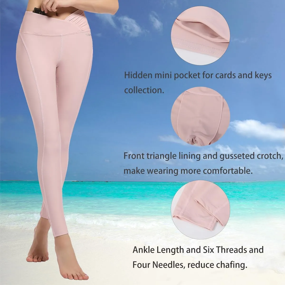 Ubestyle UPF 50  High Waist Women's Long Swim Pants Swim Leggings Swimming Tights Sun Protective