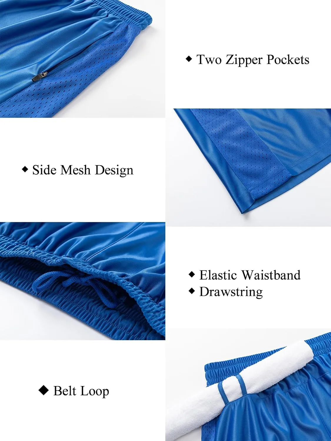 URBEX Men's Basketball Shorts with Deep Pockets & Drawstring Lightweight Gym Athletic Running Shorts