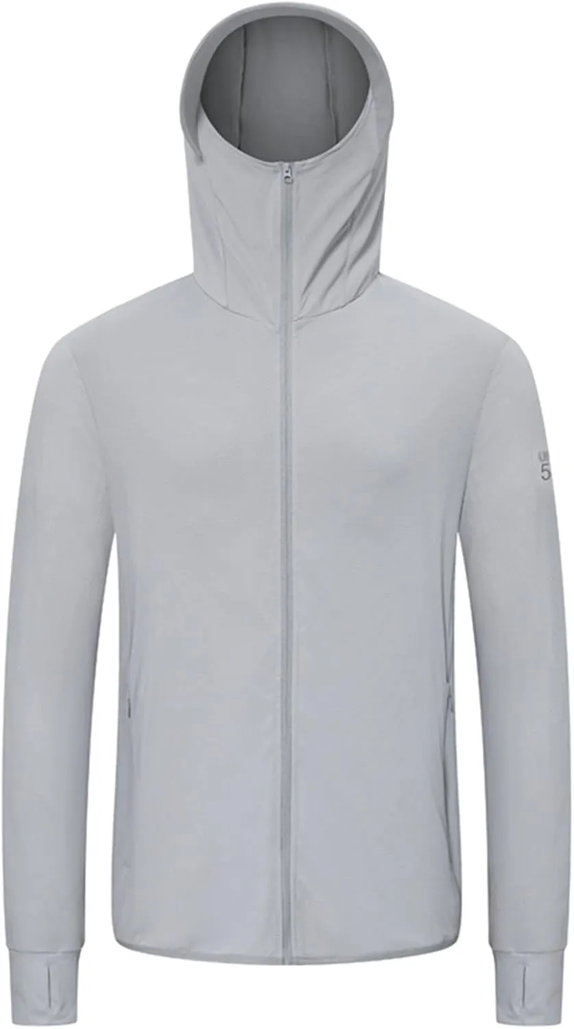UV Protection Hoodie for Men Sun UPF 50  Long Sleeve Full Zipper Up Workout Shirts Athletic Hiking Tops Jackets