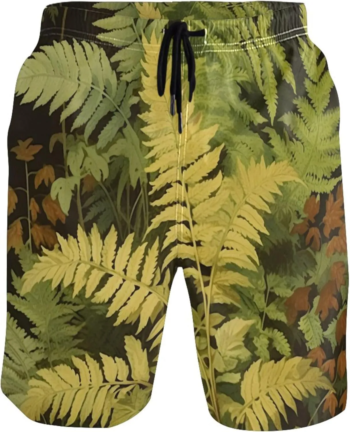 Vintage Fern Botanical Green Cute Swim Trunks Men Swimwear Quick Dry Surf Board Swimming Shorts S