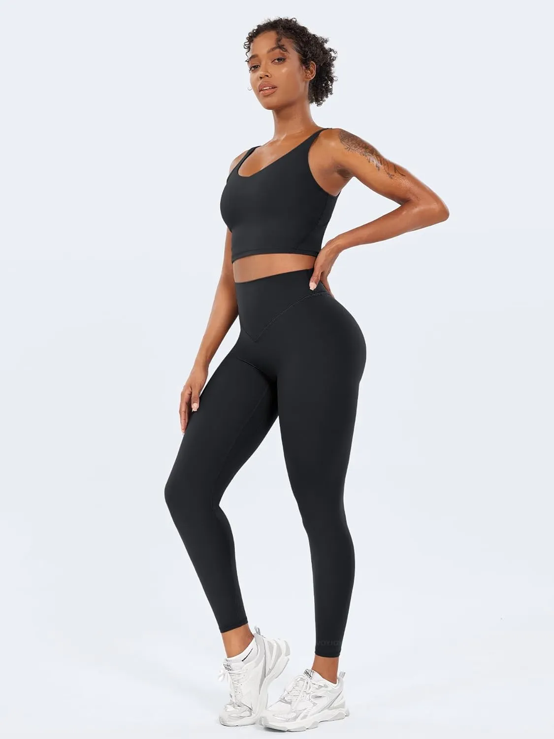 VOYJOY High Waisted Workout Gym Leggings for Women Full Length Soft Yoga Pants Tummy Control
