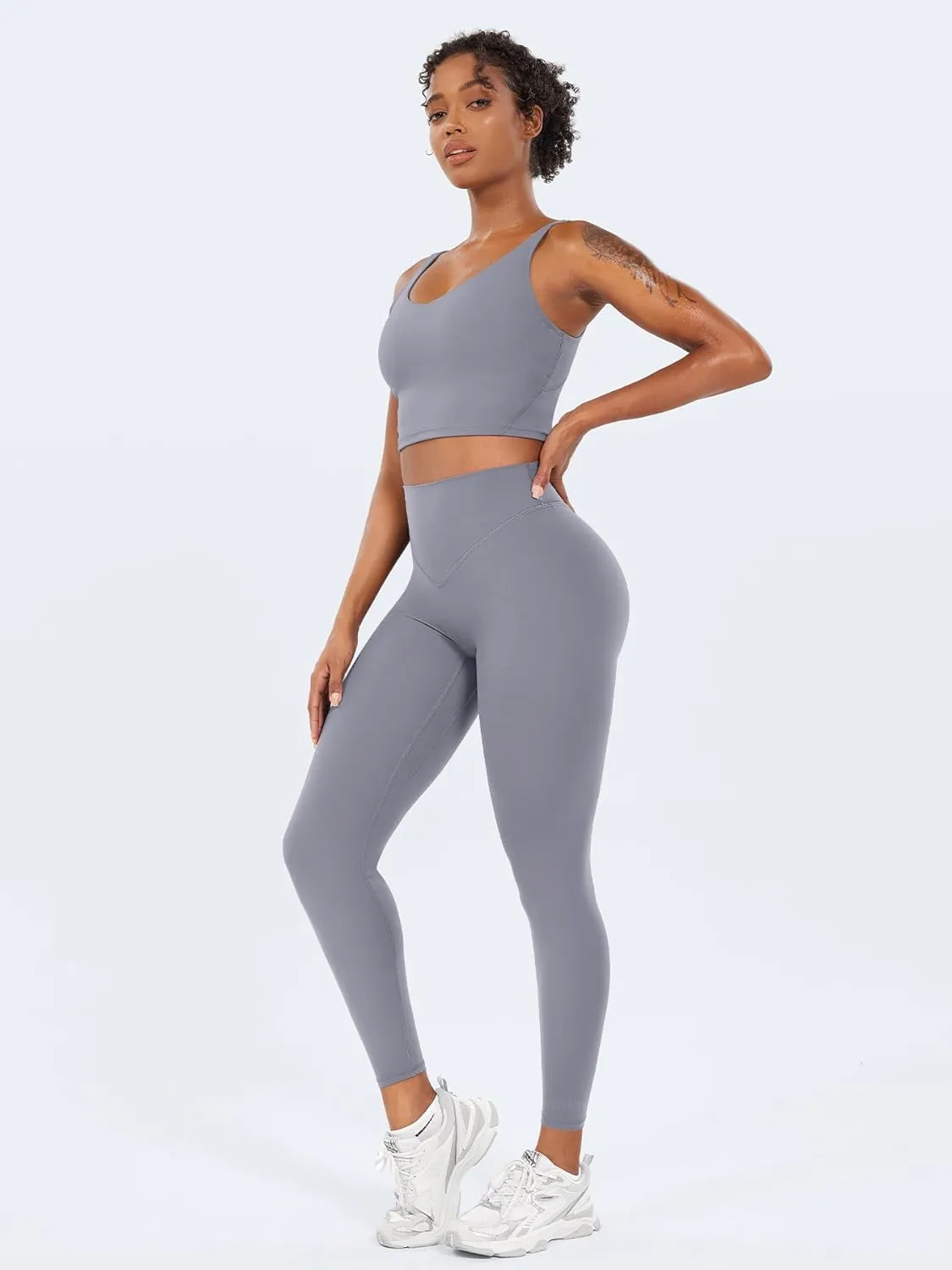VOYJOY High Waisted Workout Gym Leggings for Women Full Length Soft Yoga Pants Tummy Control