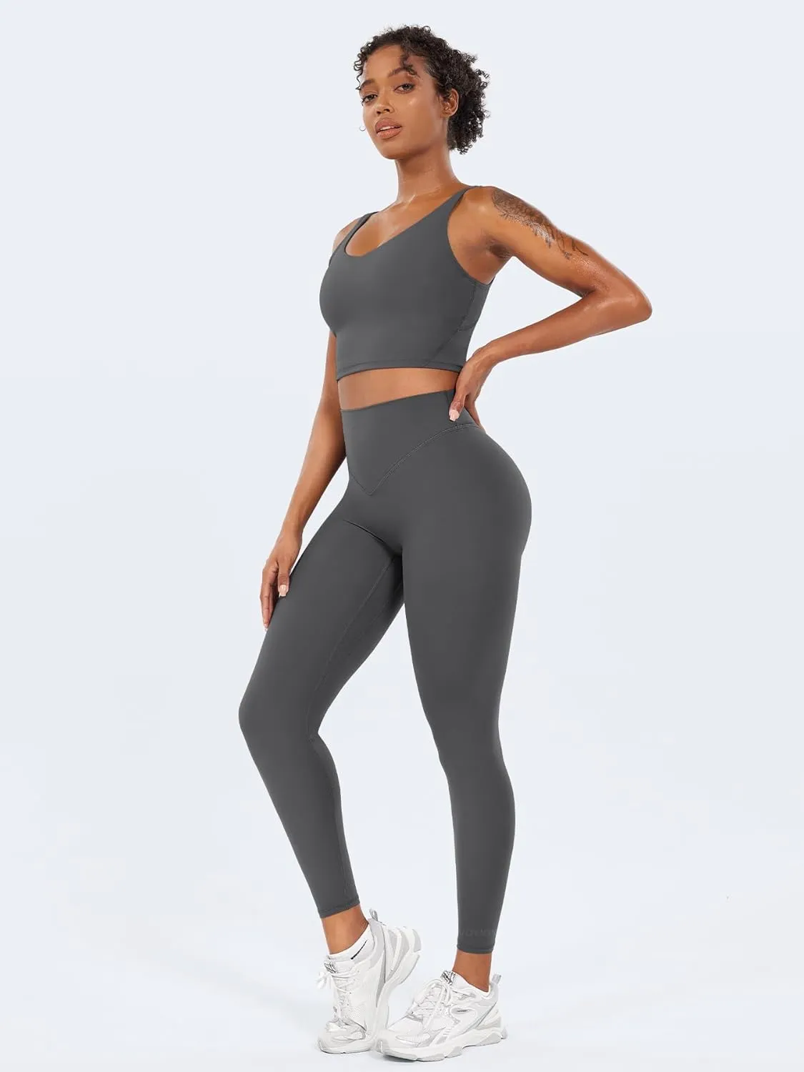 VOYJOY High Waisted Workout Gym Leggings for Women Full Length Soft Yoga Pants Tummy Control