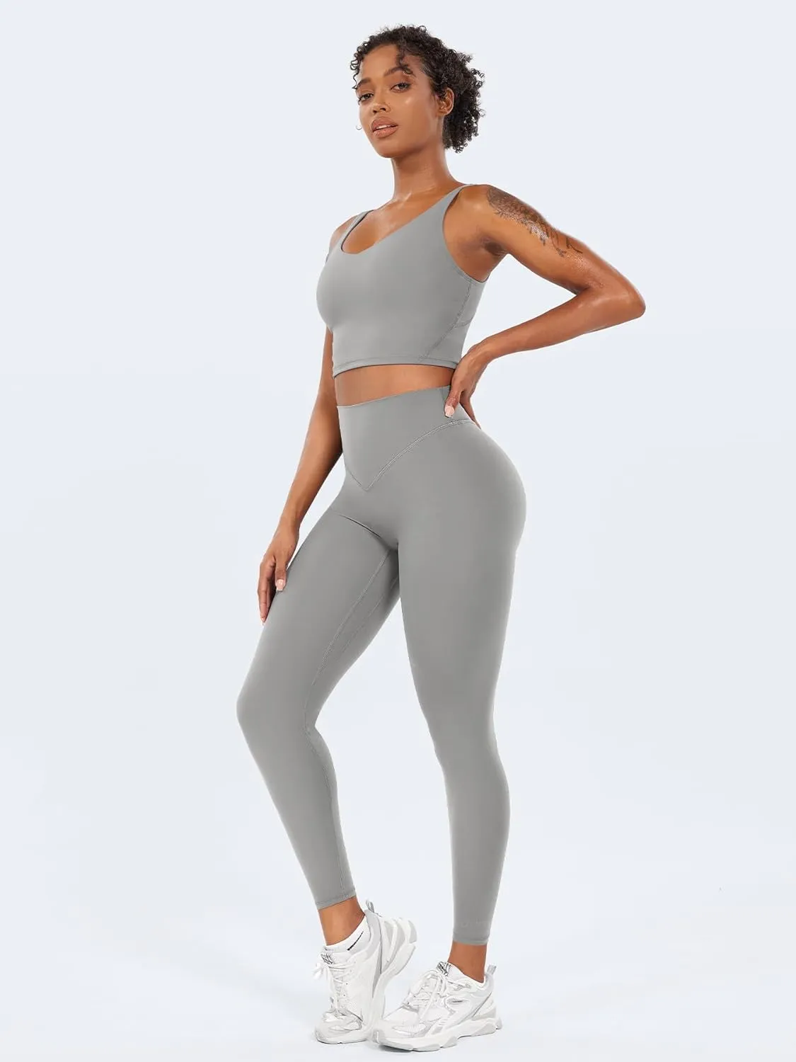 VOYJOY High Waisted Workout Gym Leggings for Women Full Length Soft Yoga Pants Tummy Control