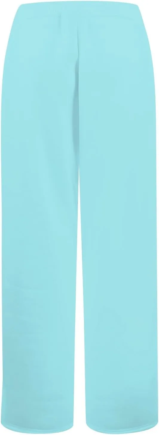 Wide Leg Sweatpants for Women Fleece Side Slit Flare Workout Pants with Pockets Casual Comfy High Waisted Cargo Pants