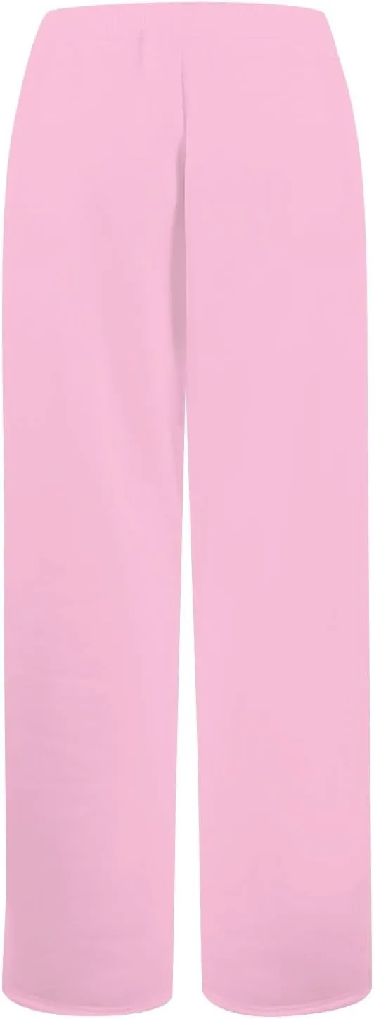 Wide Leg Sweatpants for Women Fleece Side Slit Flare Workout Pants with Pockets Casual Comfy High Waisted Cargo Pants
