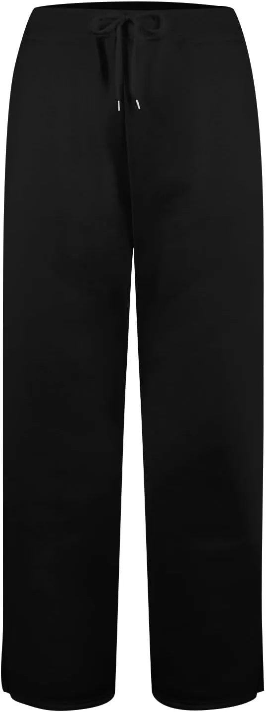 Wide Leg Sweatpants for Women Fleece Side Slit Flare Workout Pants with Pockets Casual Comfy High Waisted Cargo Pants