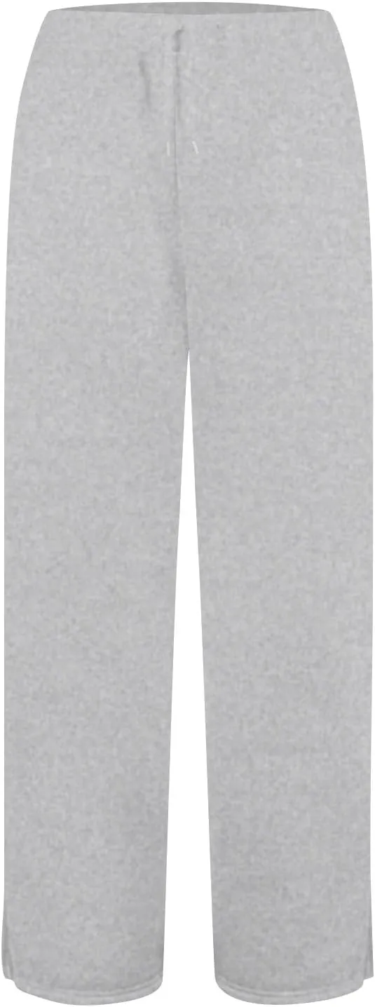 Wide Leg Sweatpants for Women Fleece Side Slit Flare Workout Pants with Pockets Casual Comfy High Waisted Cargo Pants