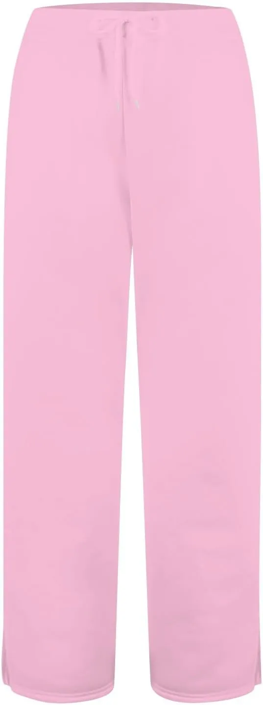 Wide Leg Sweatpants for Women Fleece Side Slit Flare Workout Pants with Pockets Casual Comfy High Waisted Cargo Pants