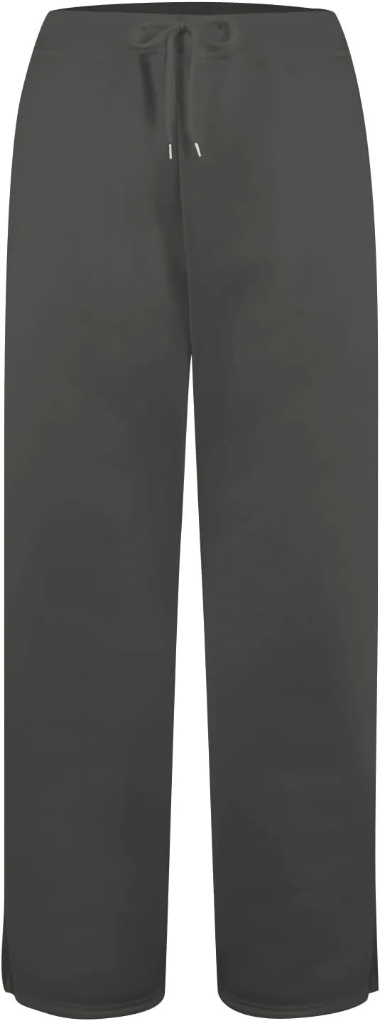 Wide Leg Sweatpants for Women Fleece Side Slit Flare Workout Pants with Pockets Casual Comfy High Waisted Cargo Pants