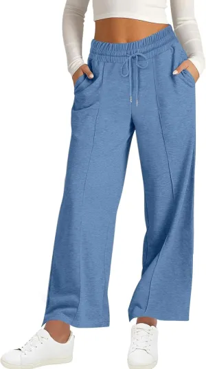Wide Leg Sweatpants for Womens Lightweight High Waisted Joggers Loose Casual Yoga Pants Lounge Joggers with Pockets