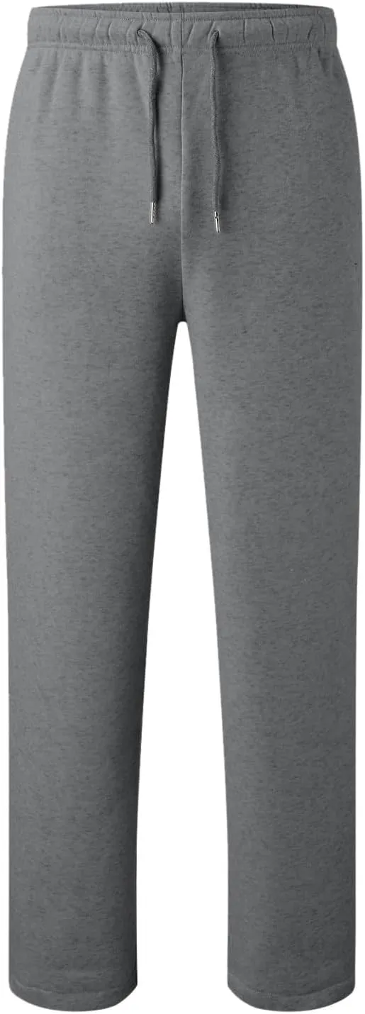 Wide Leg Sweatpants Men Baggy Soft Fleece Jogger Pants with Pockets Gym Athletic Workout Open Bottom Sweatpants