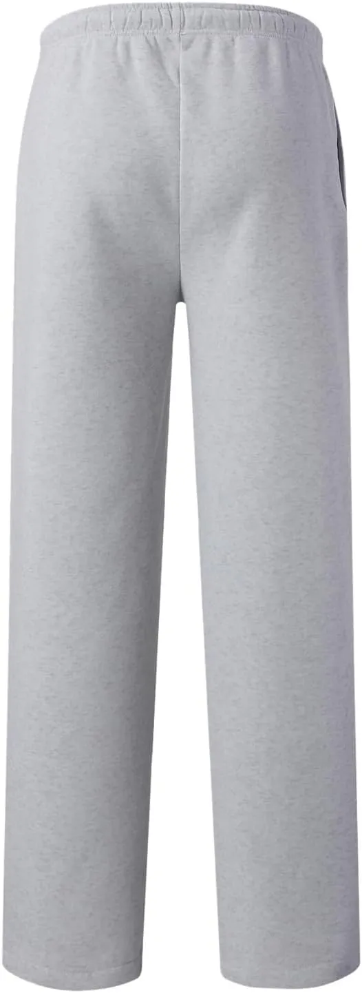 Wide Leg Sweatpants Men Baggy Soft Fleece Jogger Pants with Pockets Gym Athletic Workout Open Bottom Sweatpants