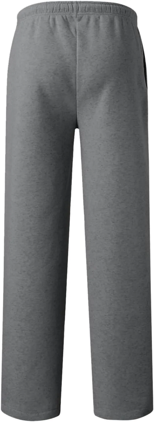 Wide Leg Sweatpants Men Baggy Soft Fleece Jogger Pants with Pockets Gym Athletic Workout Open Bottom Sweatpants