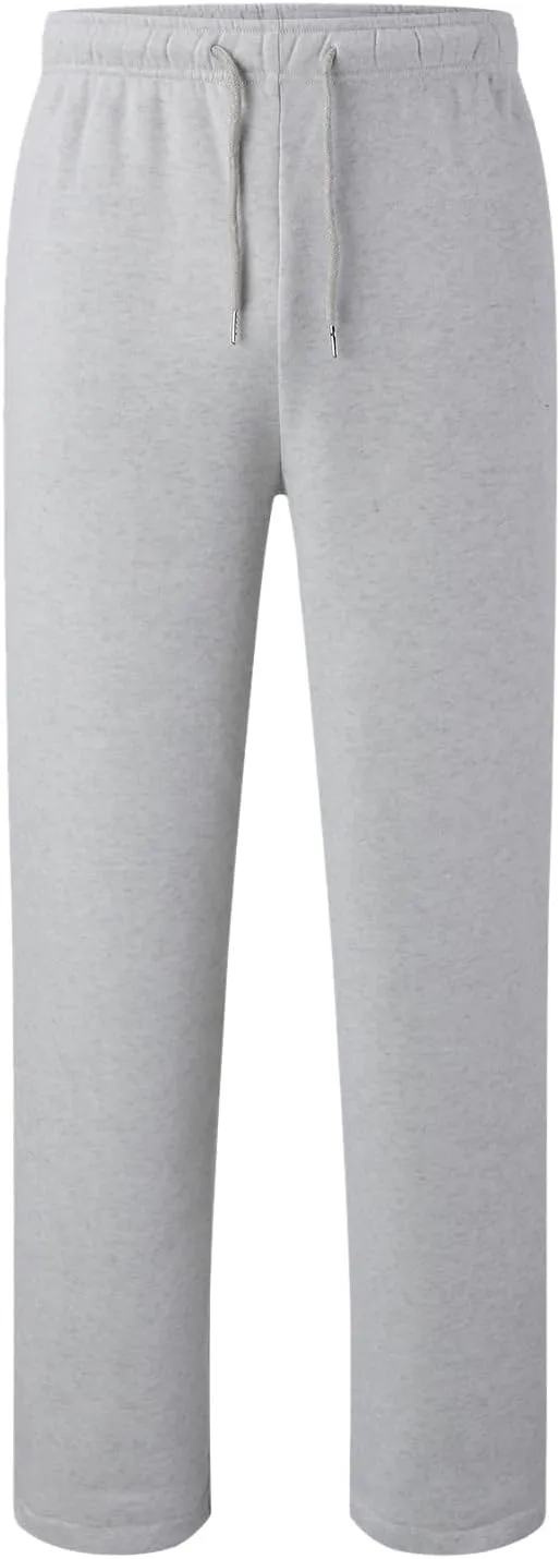 Wide Leg Sweatpants Men Baggy Soft Fleece Jogger Pants with Pockets Gym Athletic Workout Open Bottom Sweatpants
